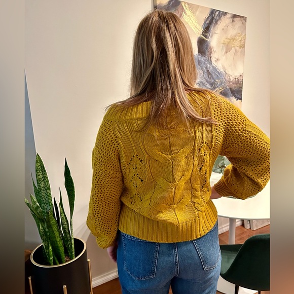 Cloth by rd Mustard Yellow Cable Knit Sweater - Picture 5 of 5